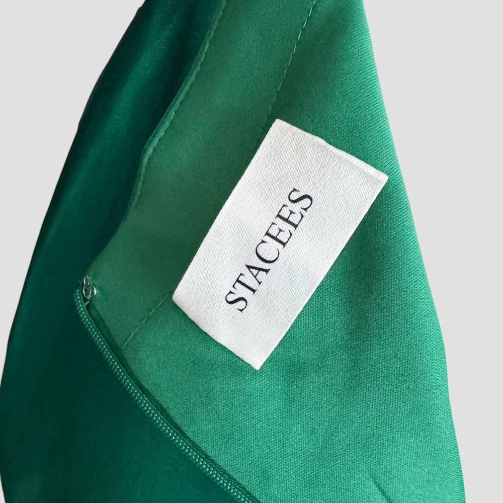 Stacees Emerald Green Satin Lace Up Back Mini Dress Sz 8 NWT Coquette‎ HOCO - Picture 12 of 13